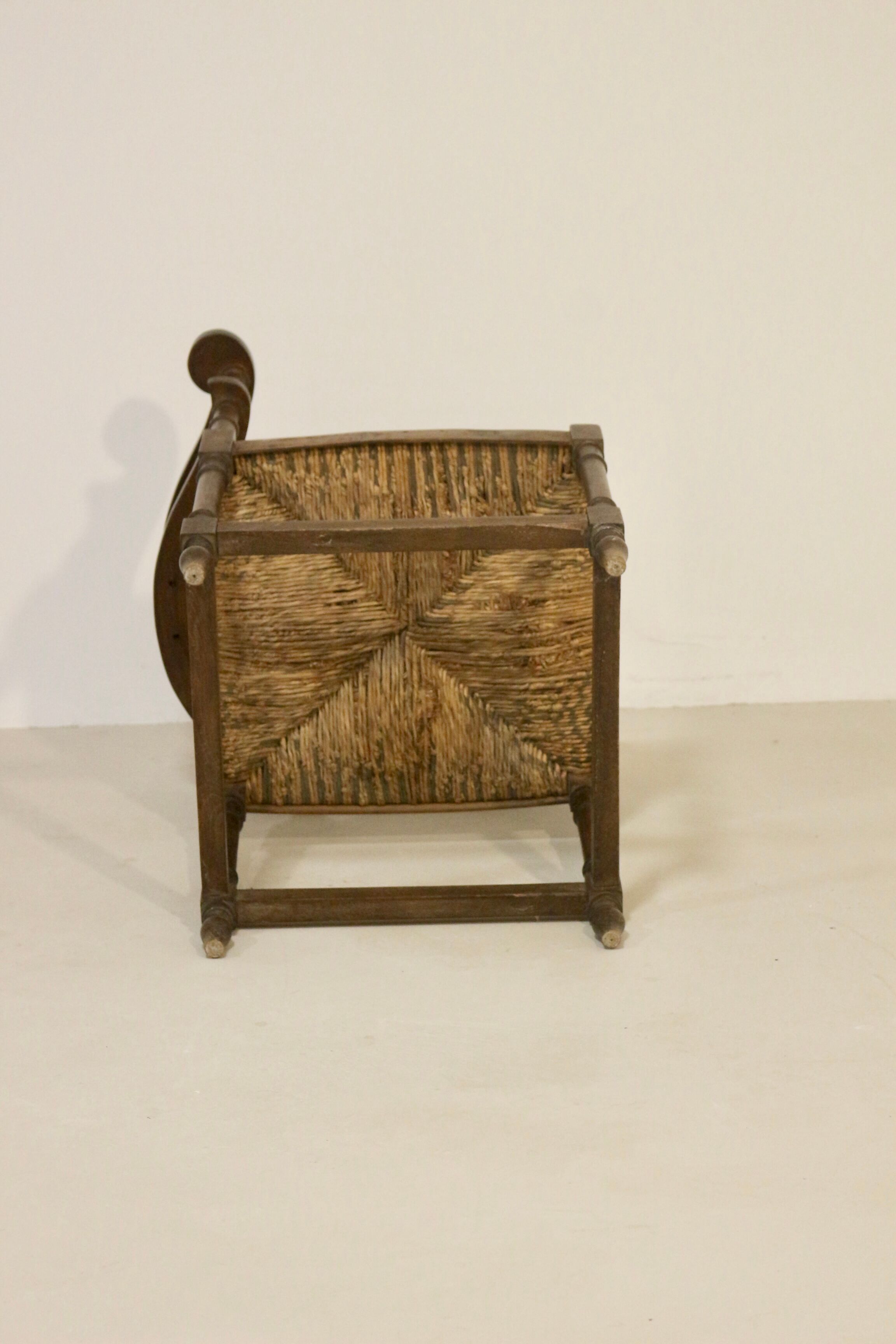 Vintage corner chair, sculpted backrest 1940