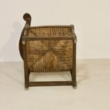 Vintage corner chair, sculpted backrest 1940