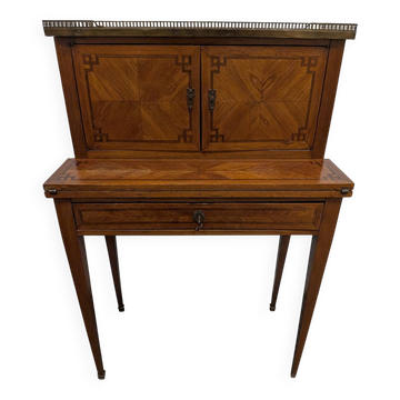 Bonheur-du-jour ancien Louis XVI en marqueterie et laiton – Vers 1900