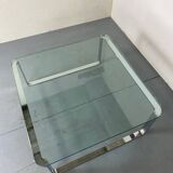 Table basse moderniste suisse en chrome, acier et verre de Strässle, années 1970
