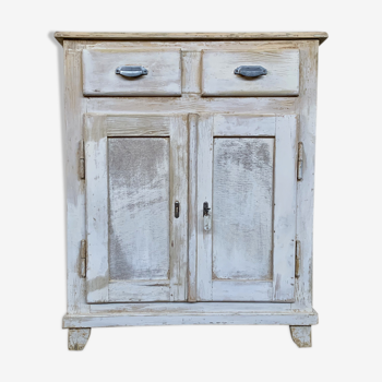 Furniture trade trade bakery with 2 doors, 2 drawers patinated white early 20th