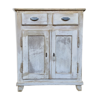 Furniture trade trade bakery with 2 doors, 2 drawers patinated white early 20th