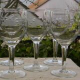 Set of 5 glass water glasses from the 1950s.