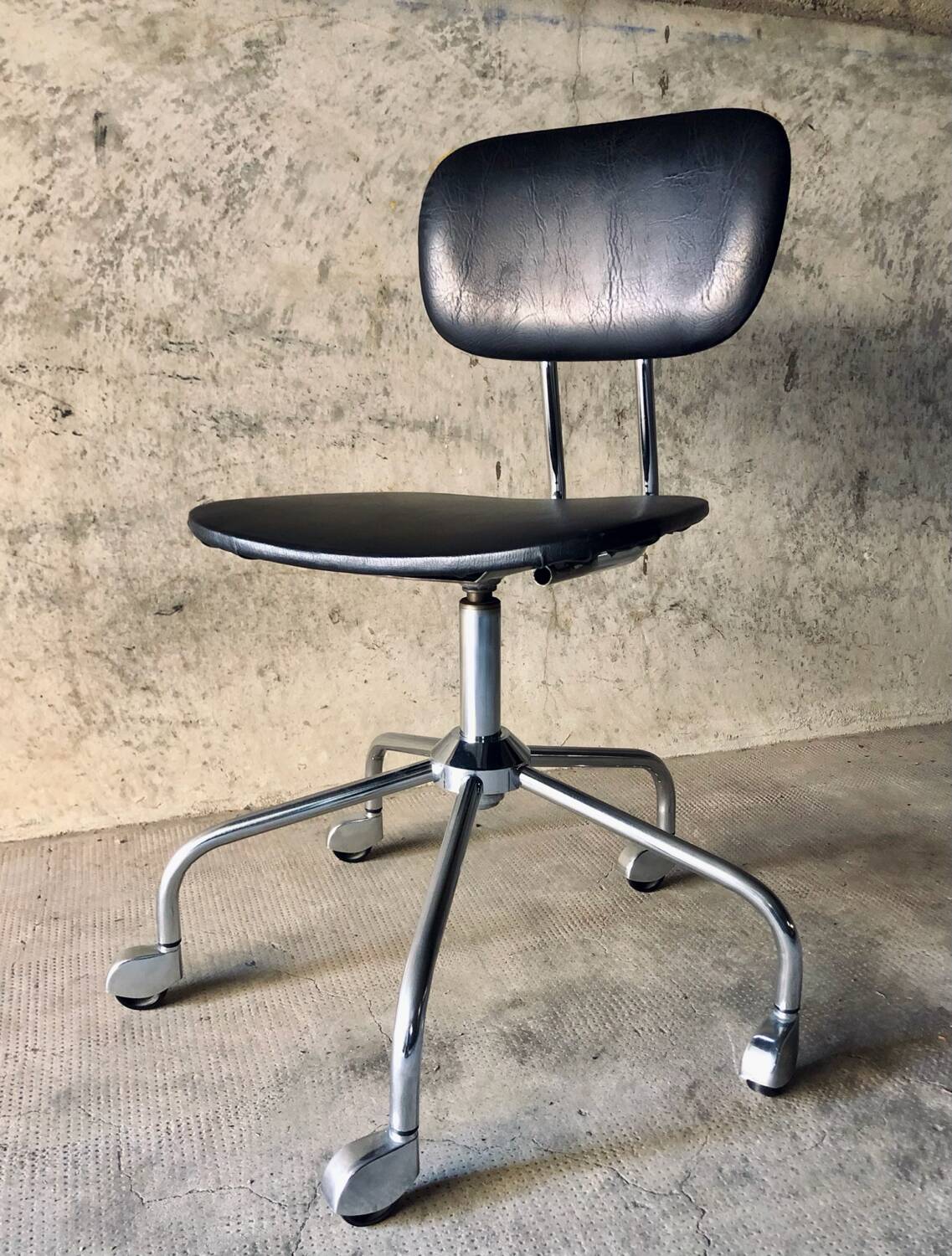 1950s/60s Chrome and Faux Leather Office Chair