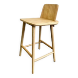 Solid wood stool with backrest