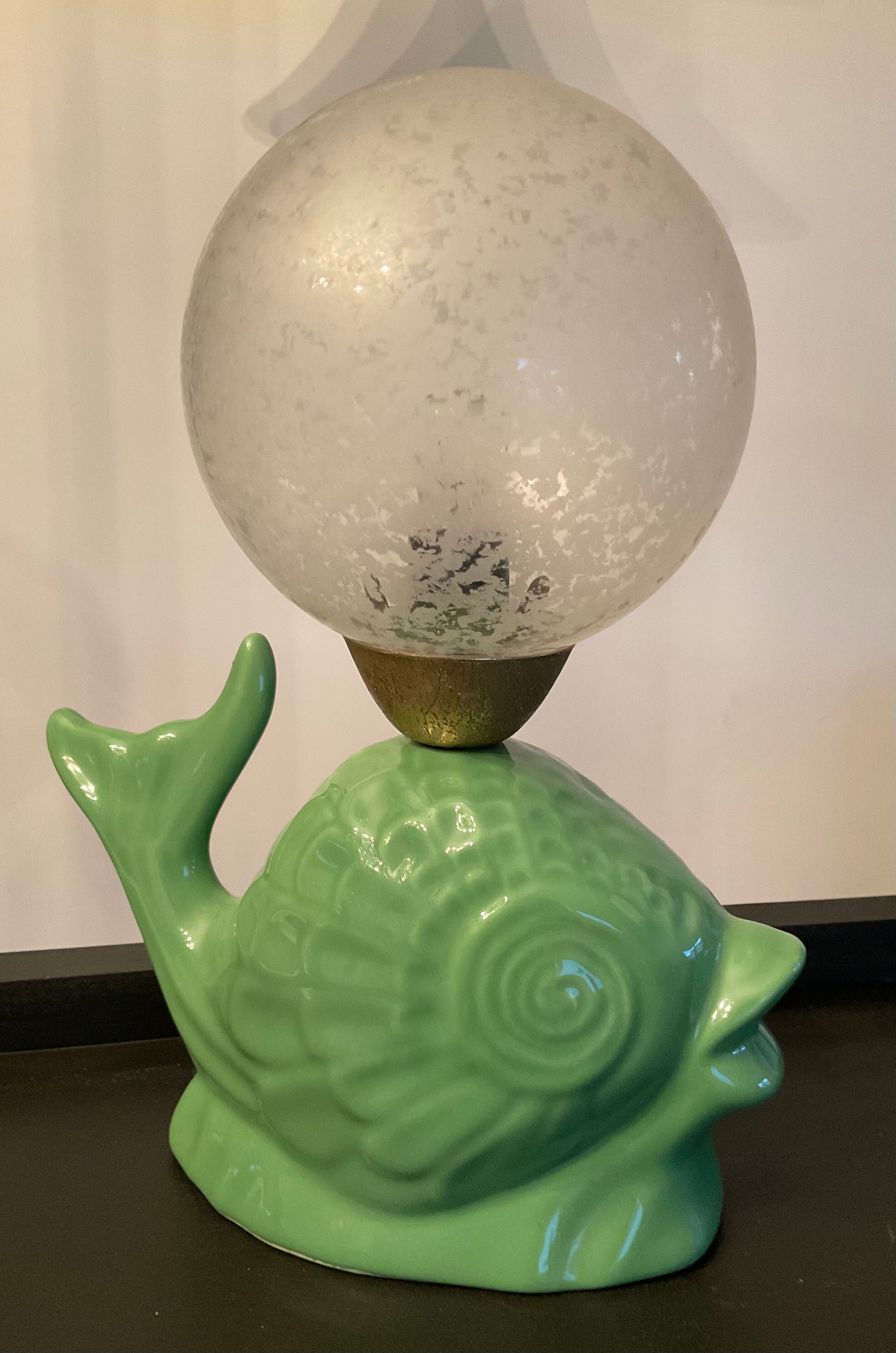 Vintage ceramic fish lamp 70s