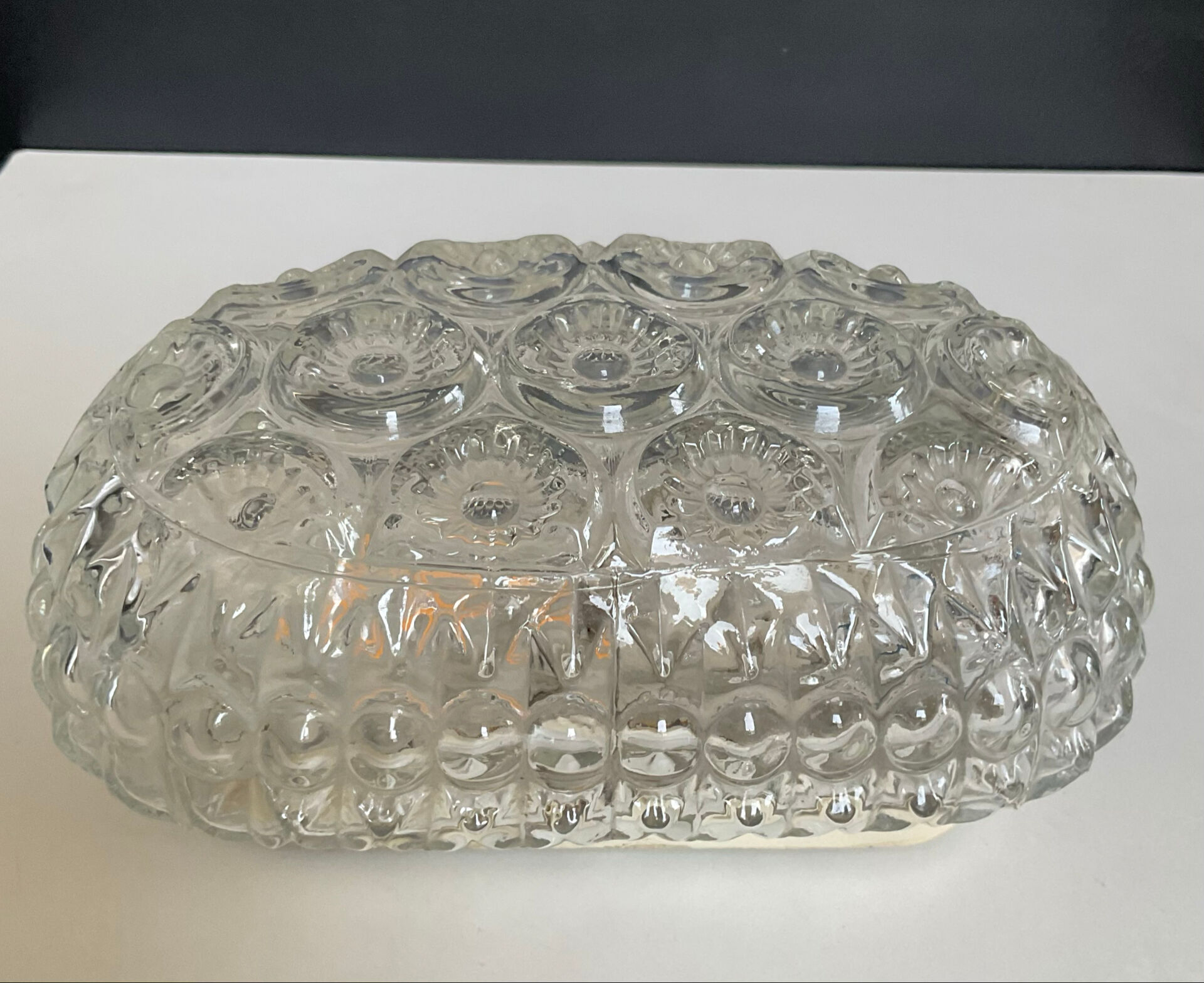 Vintage wall light Marguerite moulded glass