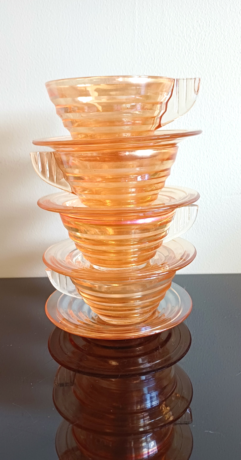 Vintage orange glass Gondolo cups