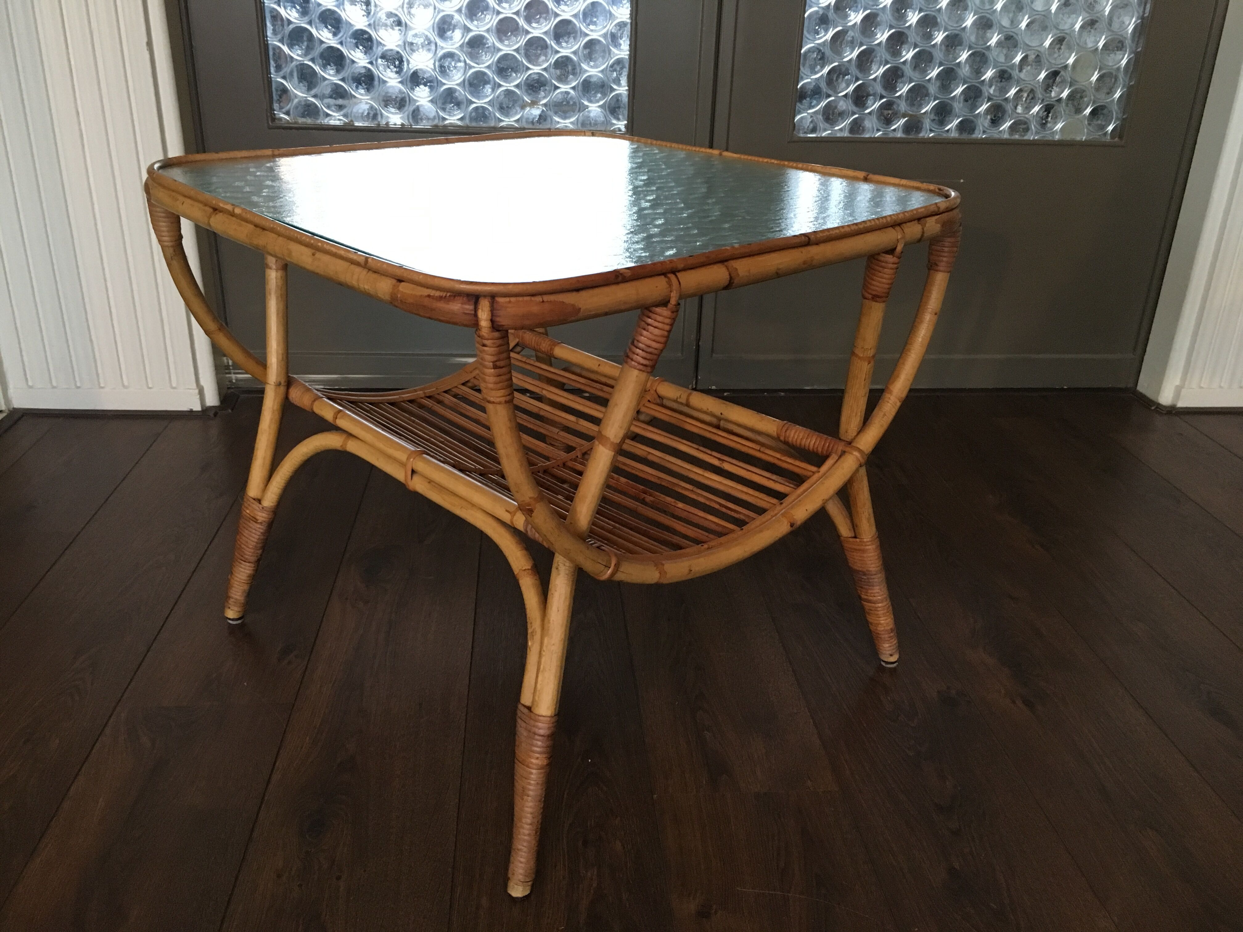 Rattan side table by Dirk van Sliedrecht for Rohé Noordwolde, 1950