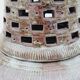 Vintage lamp foot in openwork ceramic email brown gray signed