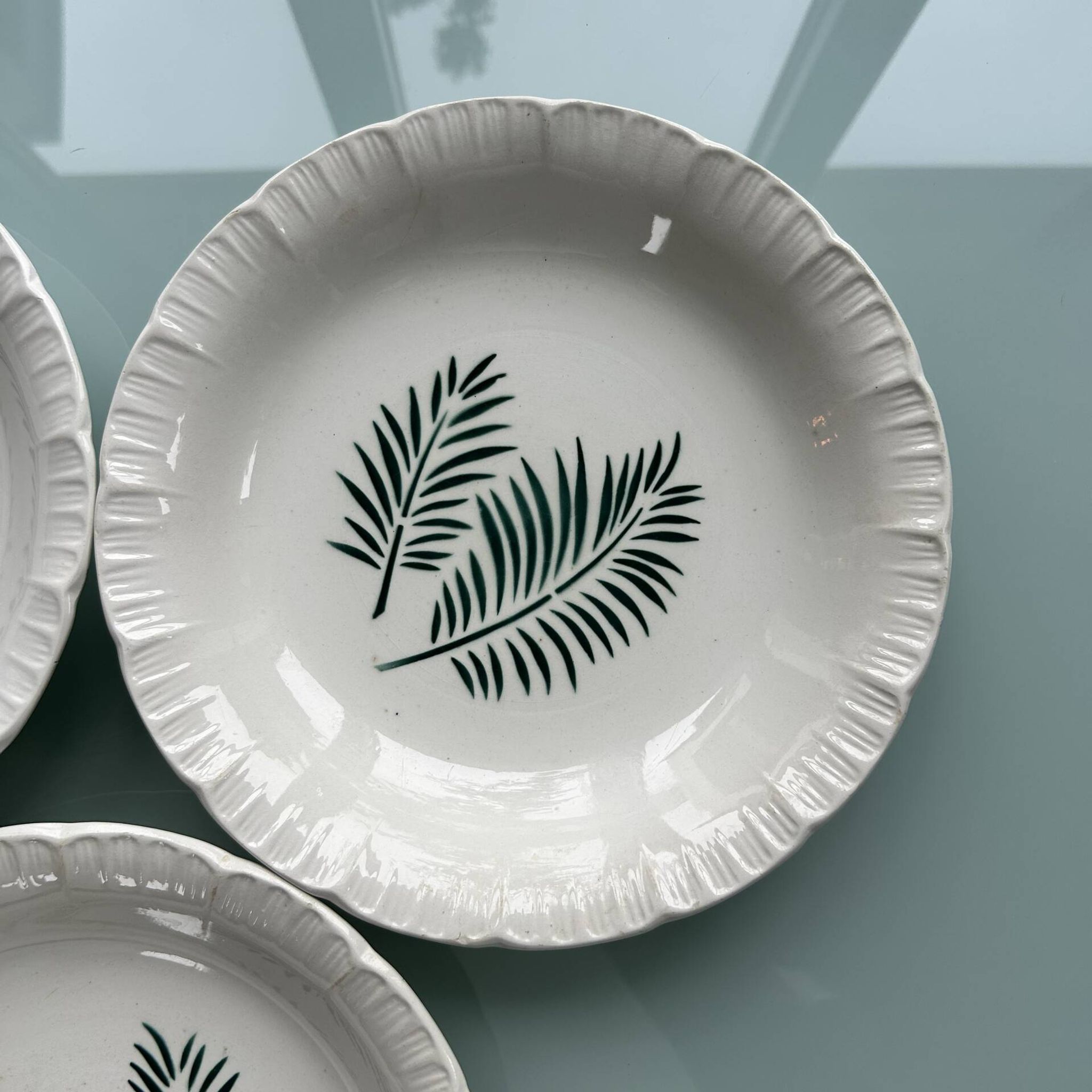 Trio d’assiettes palmes Digoin
