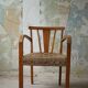 Modern Danish lounge chair in beech and paper cord, in the style of Frits Schlegel.