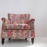 Fauteuil des années 80 en tissu chintz