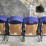 Set of 6 blue Howe 40/4 stacking chairs by David Rowland