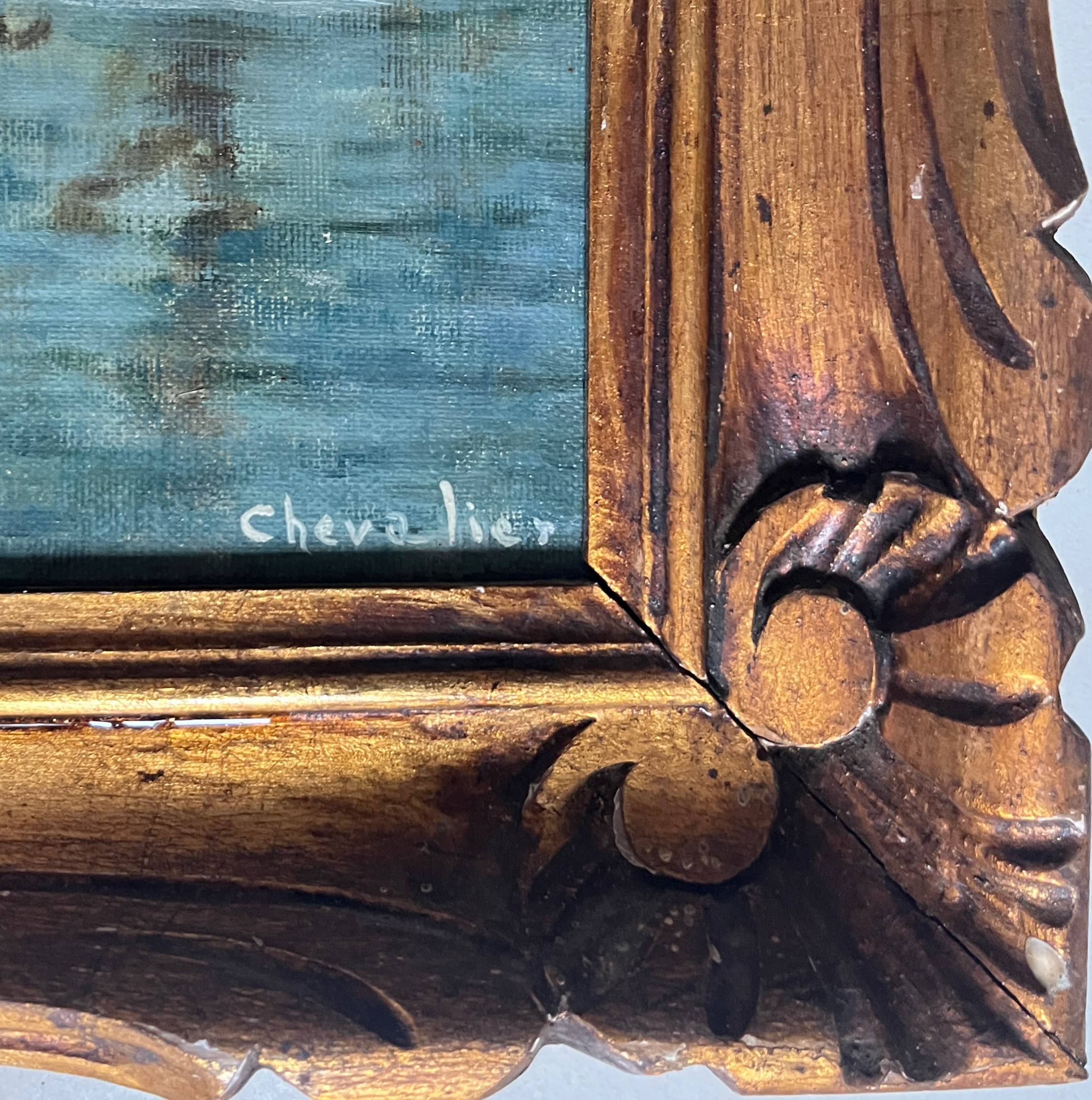 HST painting from the early 20th century "La Sorgue" (Aveyron) signed Chevalier + frame