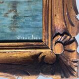 HST painting from the early 20th century "La Sorgue" (Aveyron) signed Chevalier + frame