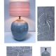 ceramic lamp in the shape of an XL pot, palm leaf decor, 80s