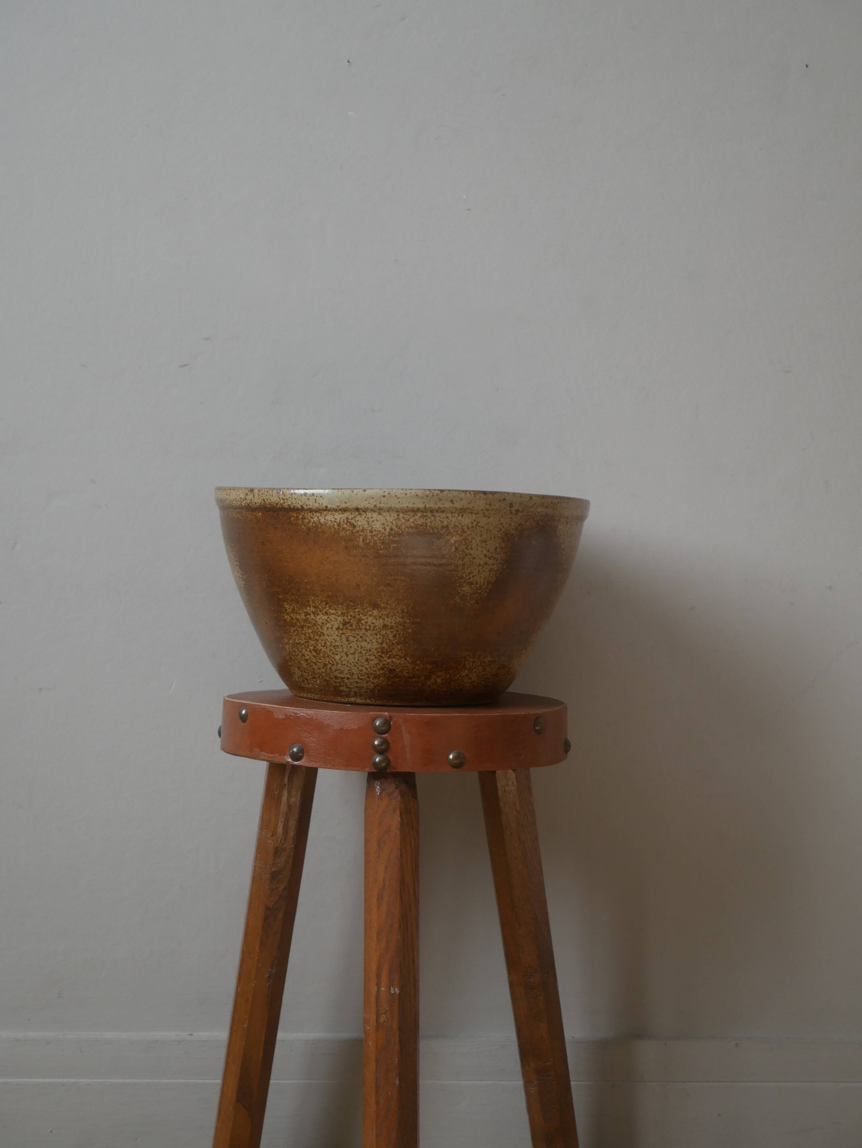 Vintage stoneware salad bowl ceramic pottery handmade craft production