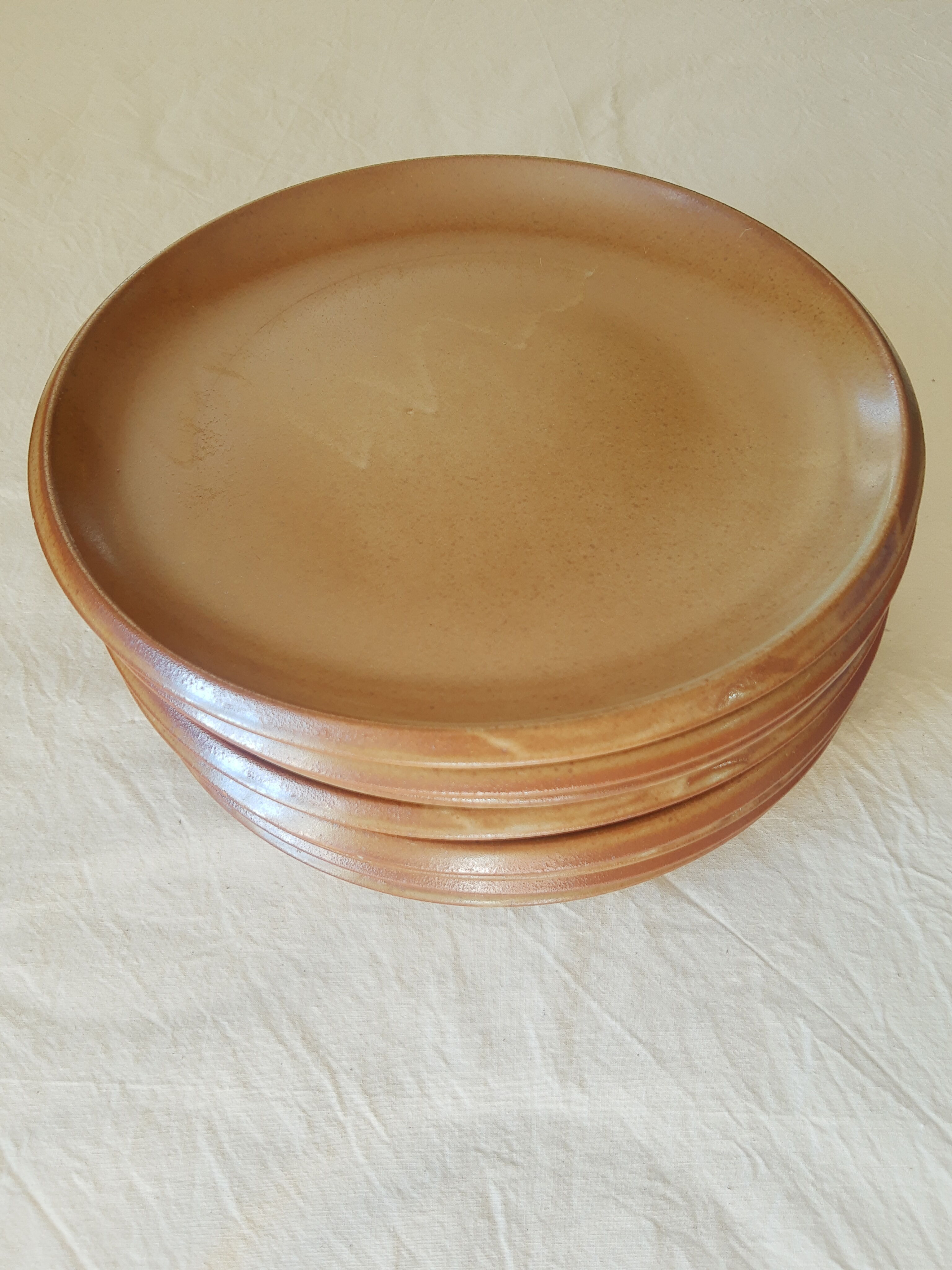 Set of 8 vintage brenne stoneware flat plates