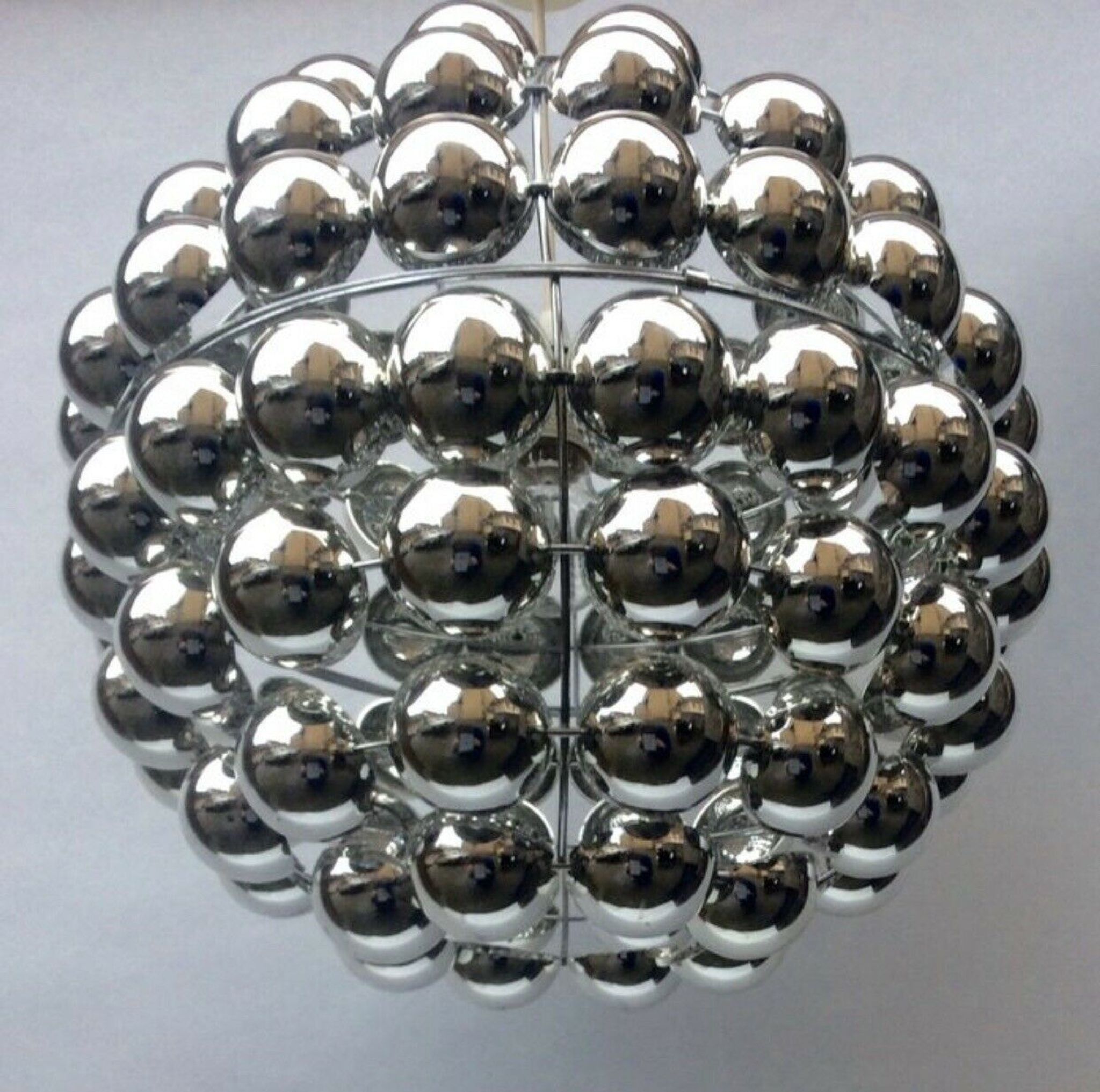 Kinetic suspension lamp with half swivel spheres from the 70s