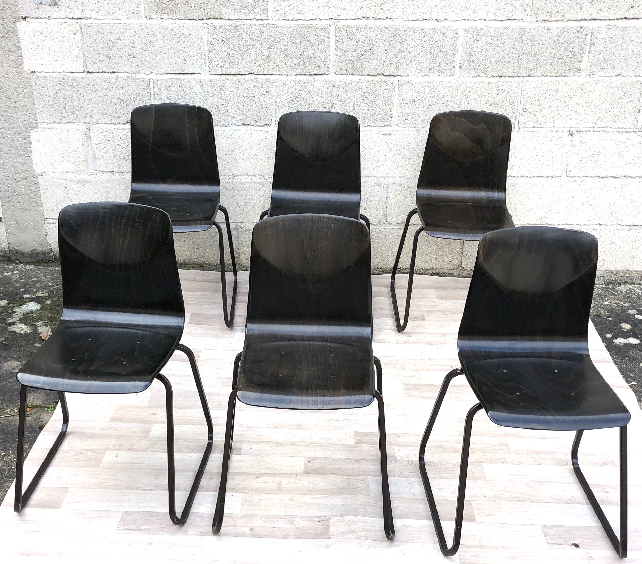 Lot of 6 vintage Galvanitas S23 chairs