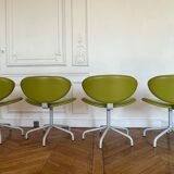 4 swivel sunset chairs CPillet in olive green leather 2000 e