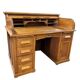Vintage American desk made of solid wood with a curtain.