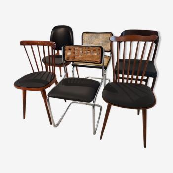 Suite of 6 Mismatched chairs vubtage Baumann Breuer