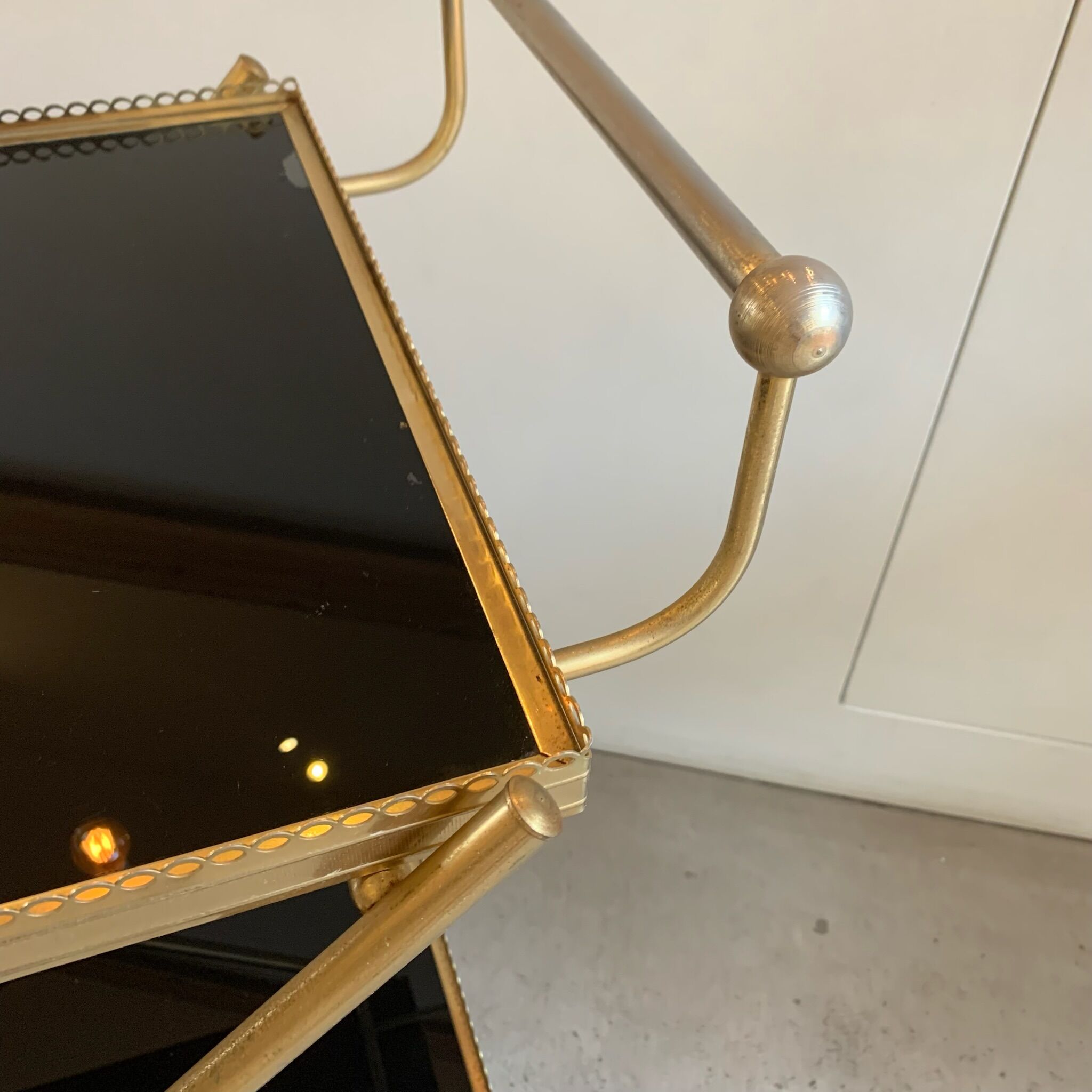 Brass and glass service trolley