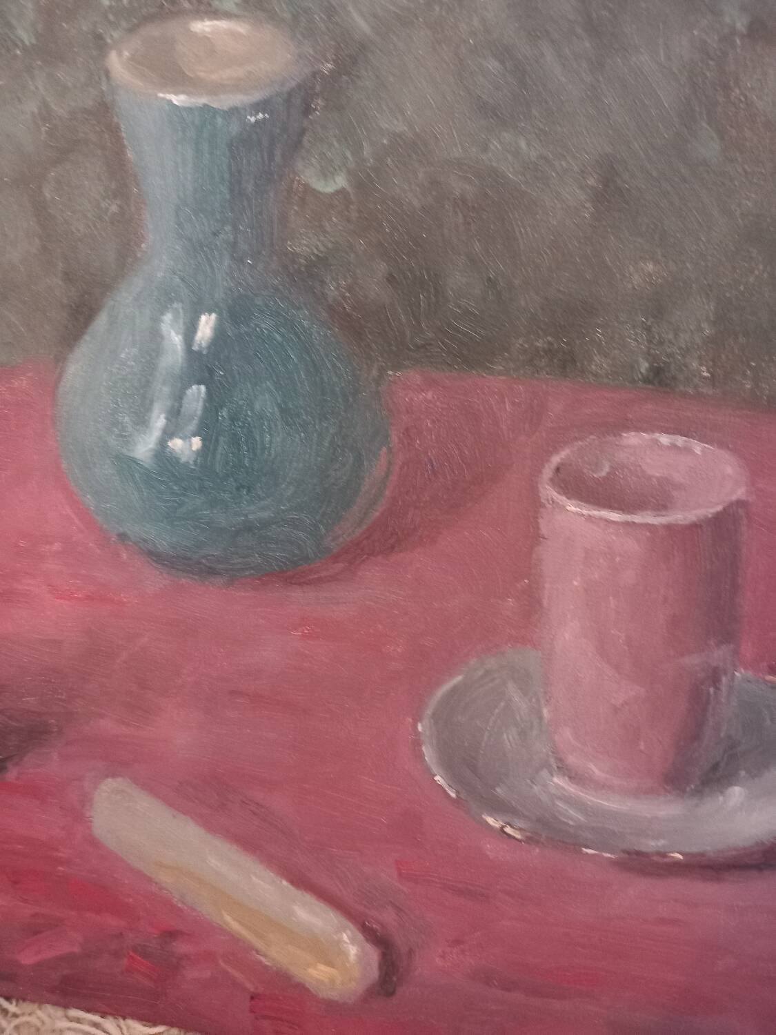 Oil painting. Still life with biscuit