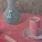 Tableau huile . Nature morte au biscuit