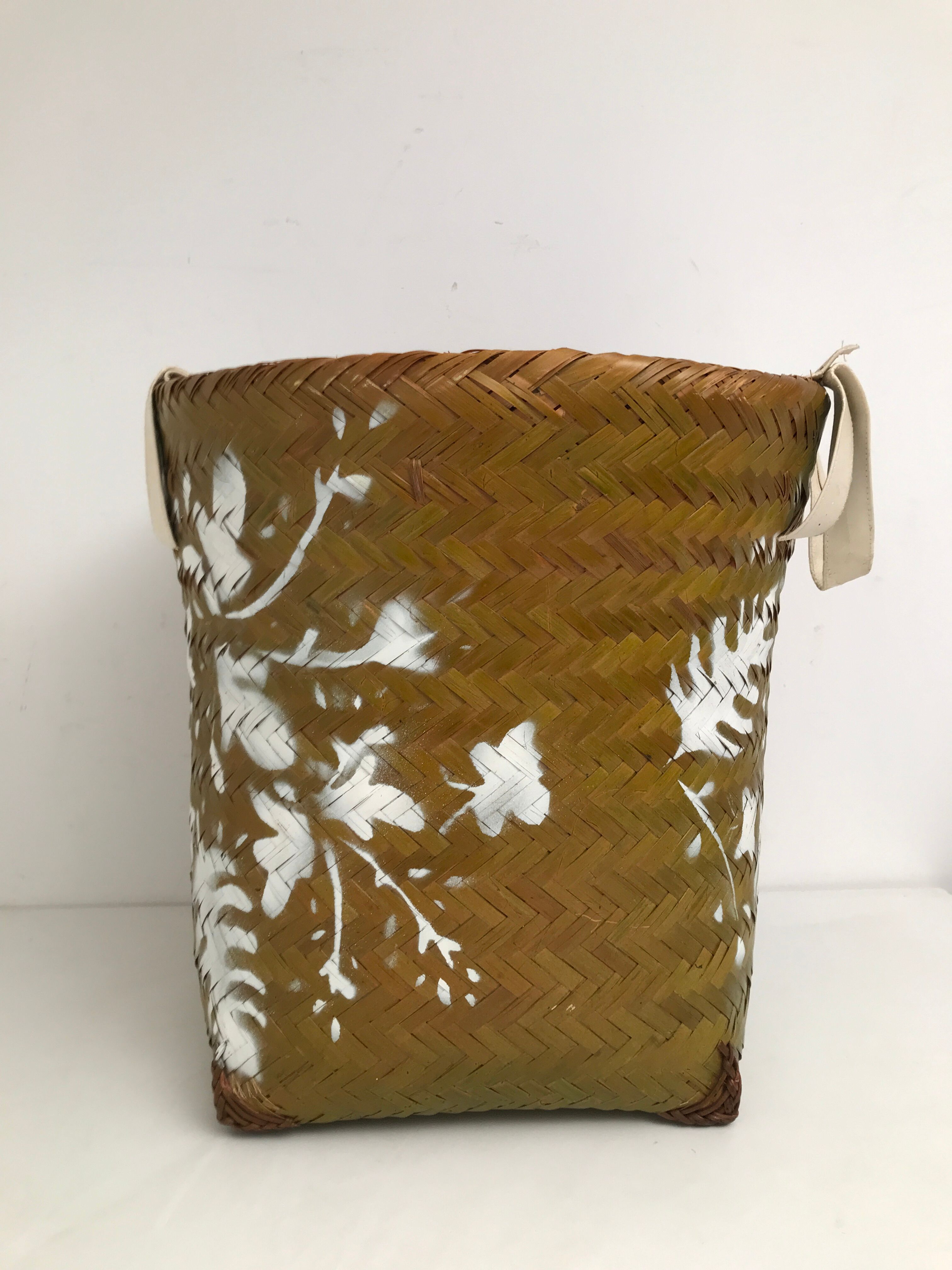 Vintage woven linen basket