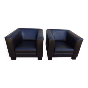 2 Fauteuils club dossier - chocolat