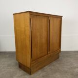 50s sliding door sideboard, wood, vintage