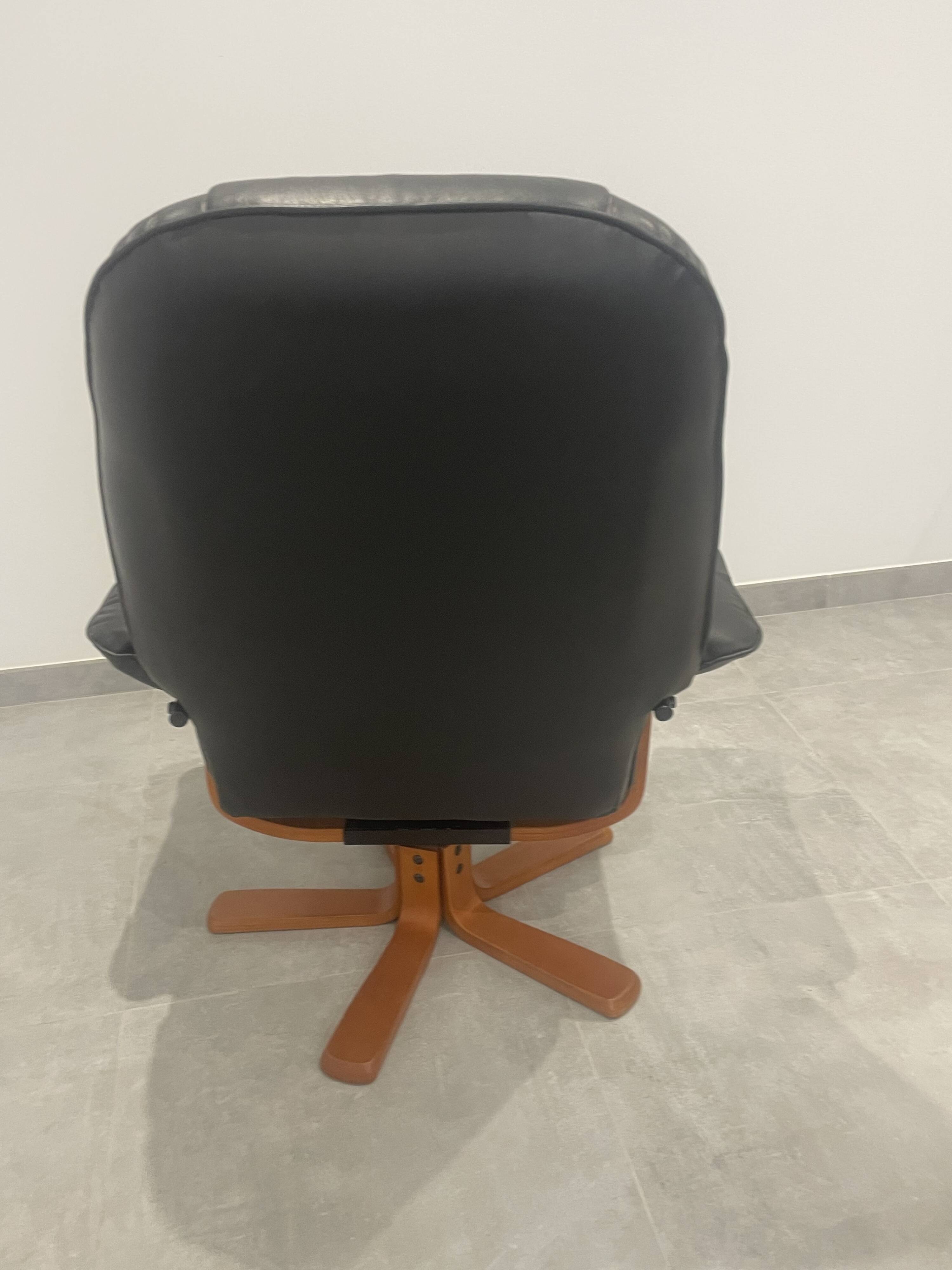 Vintage leather armchair, relaxing