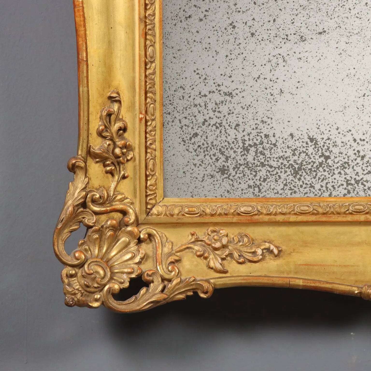 Antique carved wooden mirror, Italy, 19th century