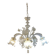 Glass Clear and Gold Chandelier With Flowers and Leaves