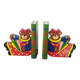 Vintage wooden bookends for kids, bear & books polychrome