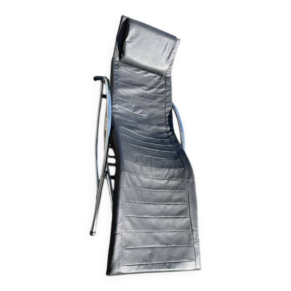 Chaise longue/rocking-chair chrome et cuir