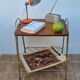 Side table, vintage "Eiffel" service with two metal and wood tops