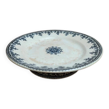 Compote dish Terre de fer H. Boulenger & Cie – Gagny model – Blue floral decoration