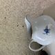 Coffee service in white porcelain pattern pink blue art deco