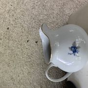 Coffee service in white porcelain pattern pink blue art deco