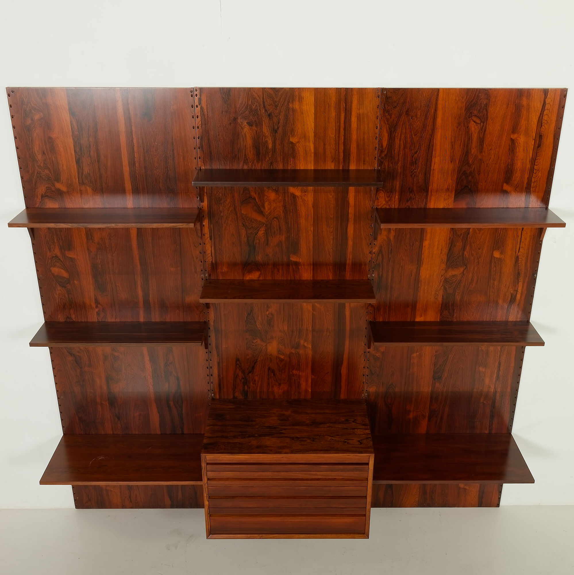 Poul Cadovius rosewood wall unit with back panels Cado, Denmark, 1960s