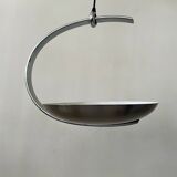 "Les Actuelles" chrome metal arc design pendant light by Lucien Gau, Paris 1960