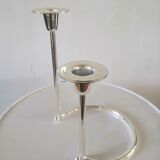 Double candle holder BMF silver metal design 70s