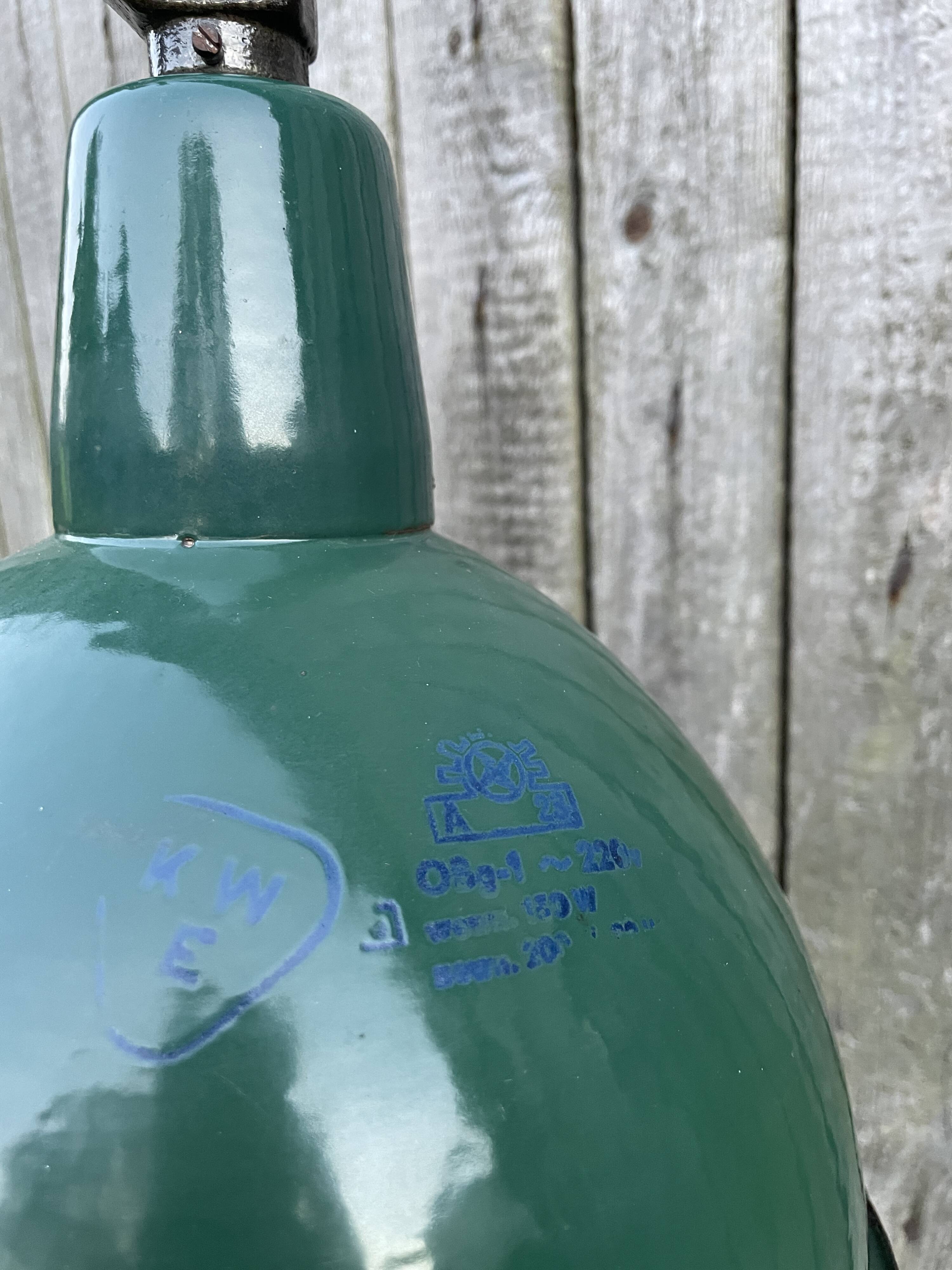 Industrial, Loft Green Enamel Pendant Lamp OBg-1, 1960s