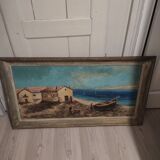 old painting signed marine boat