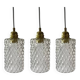 Set of three chiseled glass pendant lights of Scandinavian origin