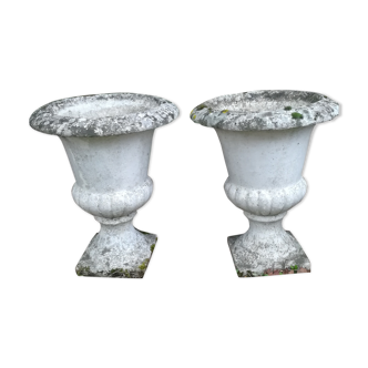 Pair of Medicis vases in white stone